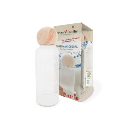 Zirben Trinkflasche mit Verpackung