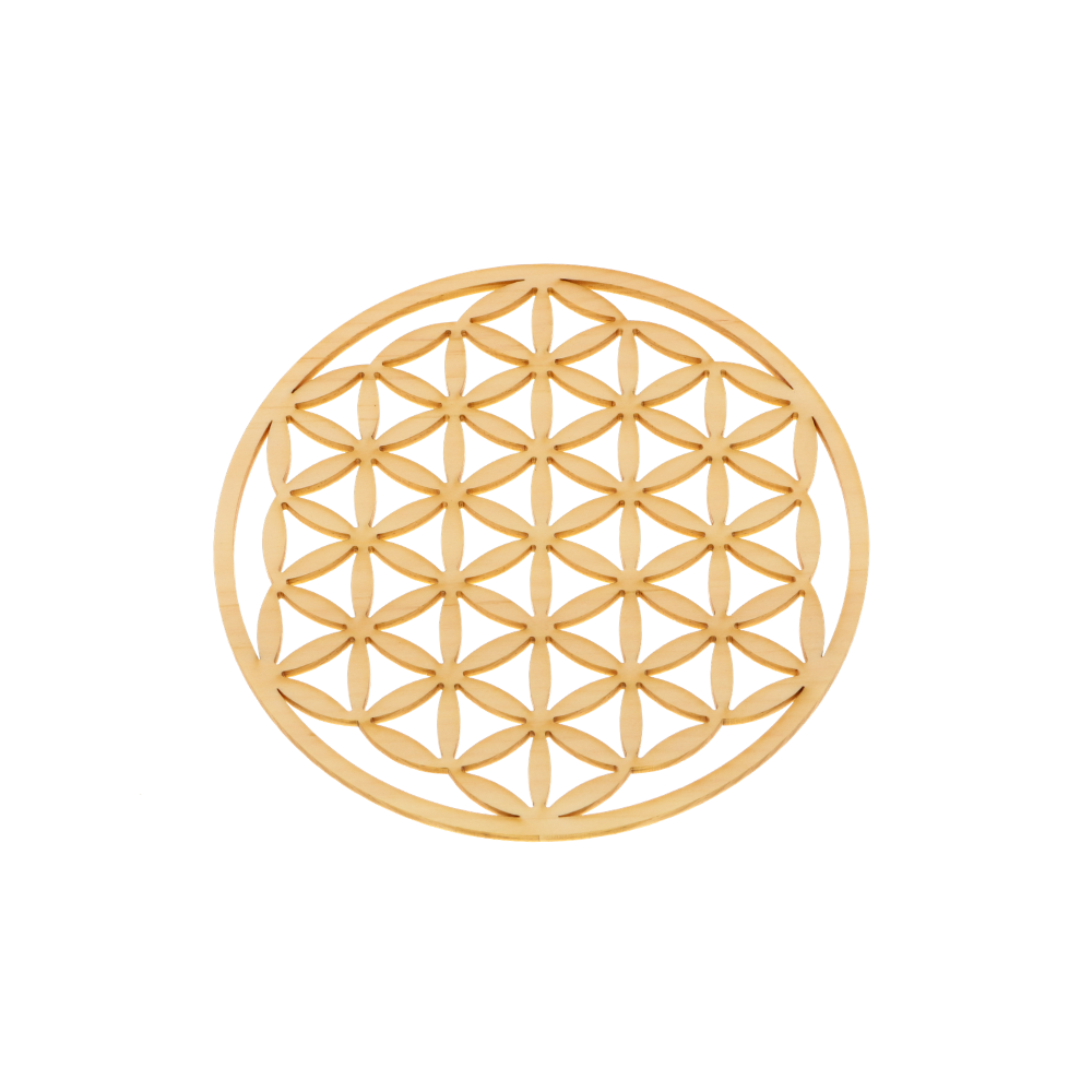 "Blume des Lebens" Fensterschmuck aus Zirbenholz 14 cm