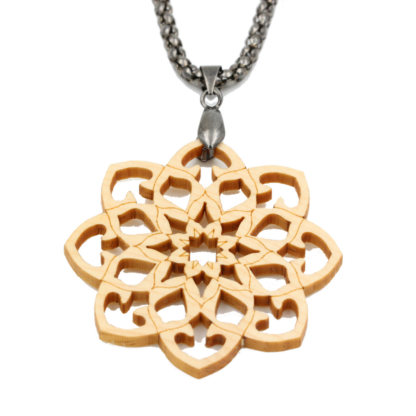 Halskette "Mandala" aus Zirbenholz