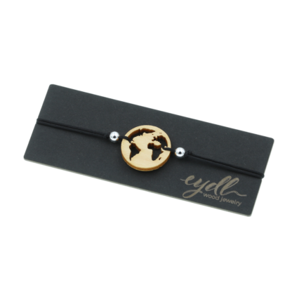 Armband mit Weltkugel aus Ahornholz